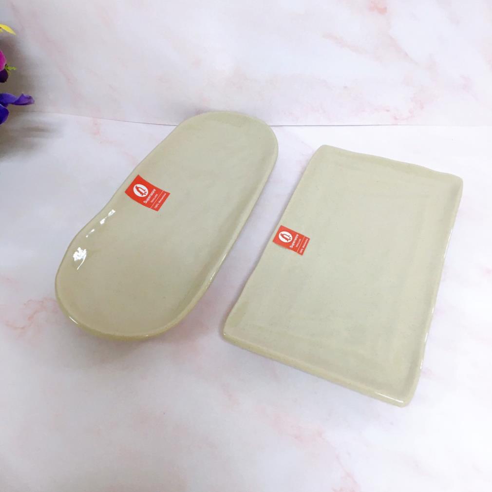 (HÀNG ĐẸP) Bộ Đĩa Nhiều Kiểu Dáng Nhựa Phíp 100% Melamine Nâu Đá - Stone