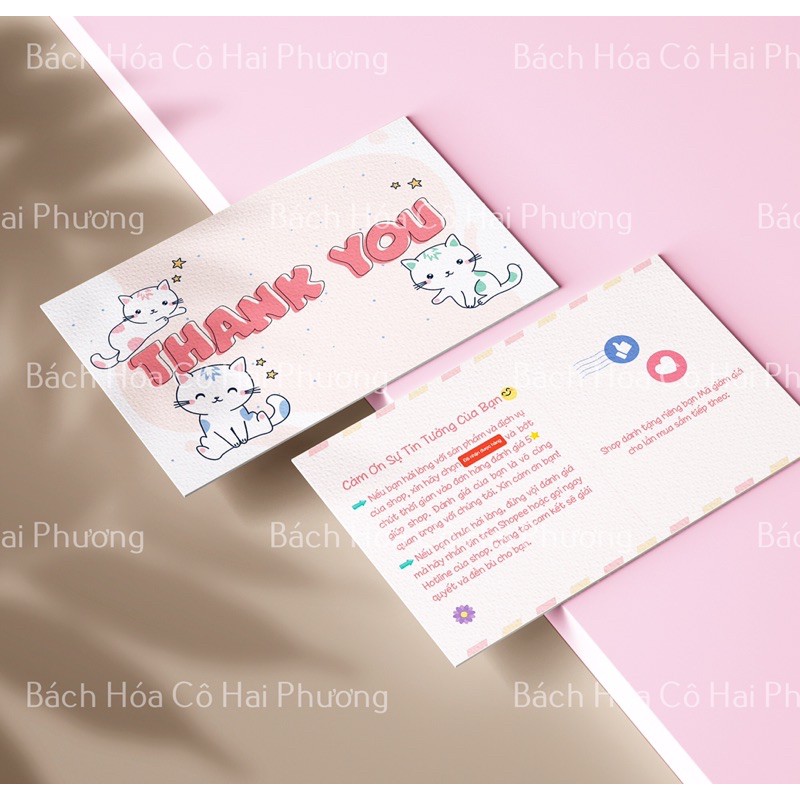 THIỆP CẢM ƠN THANK CARD - Mẫu thiết kế, có in thêm thông tin Shop