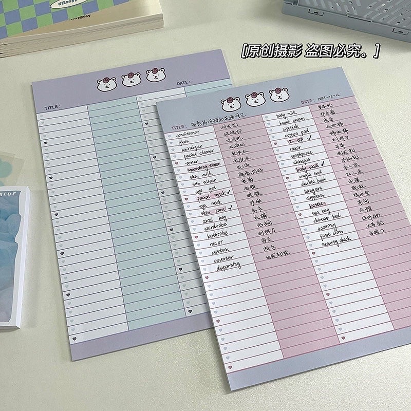 Tập Giấy Note Ghi Chép Bài Size A5 Hình Vẽ Dễ Thương Màu Pastel Hàn Quốc