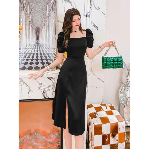 VÁY DÀI CỔ VUÔNG XẺ TÀ BIGSIZE 60-90KG