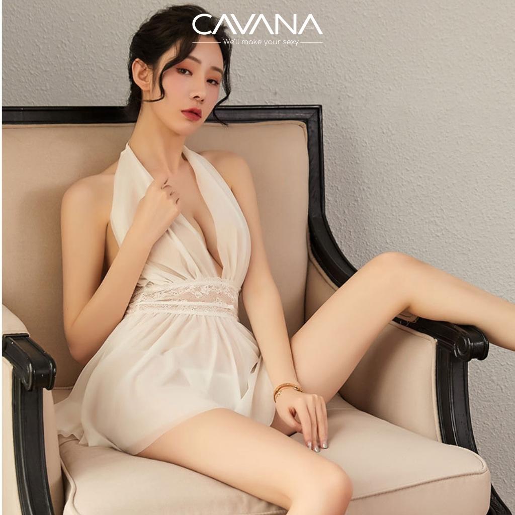 Đầm ngủ dễ thương, váy ngủ 2 dây gợi cảm cao cấp sang trọng phối ren N13 - CAVANA STORE