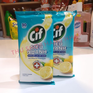Khăn ướt lau vật dụng cif siêu nhanh_30 miếng