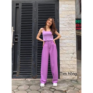 Quần ống suông khóa trước `