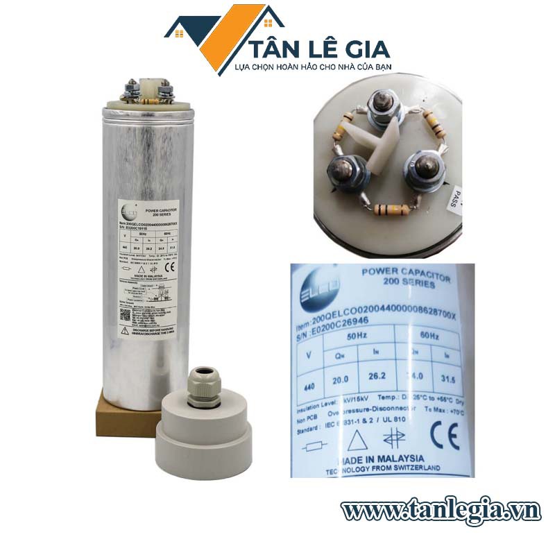 Elco 200QELCO200: Tụ bù 20Kvar 440V 50Hz
