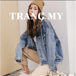 🦄ÁO BÒ JEANS XANH ĐẬM DÁNG FORM RỘNG PHONG CÁCH HÀN QUỐC KÈM MŨ CÓ MŨ