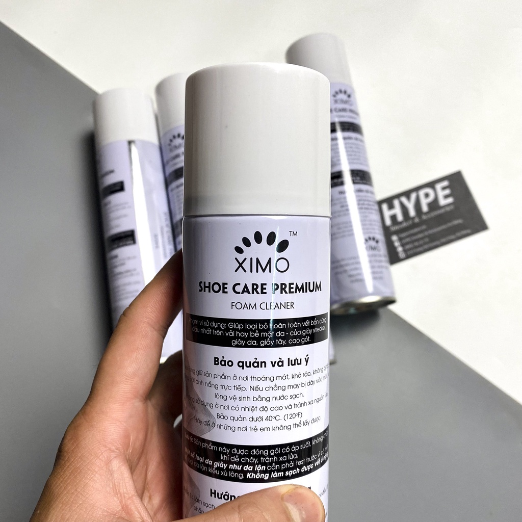 Chai vệ sinh giày sneaker dạng xịt bọt chính hãng thể tích 300ml thương hiệu XIMO x HYPE Sneaker