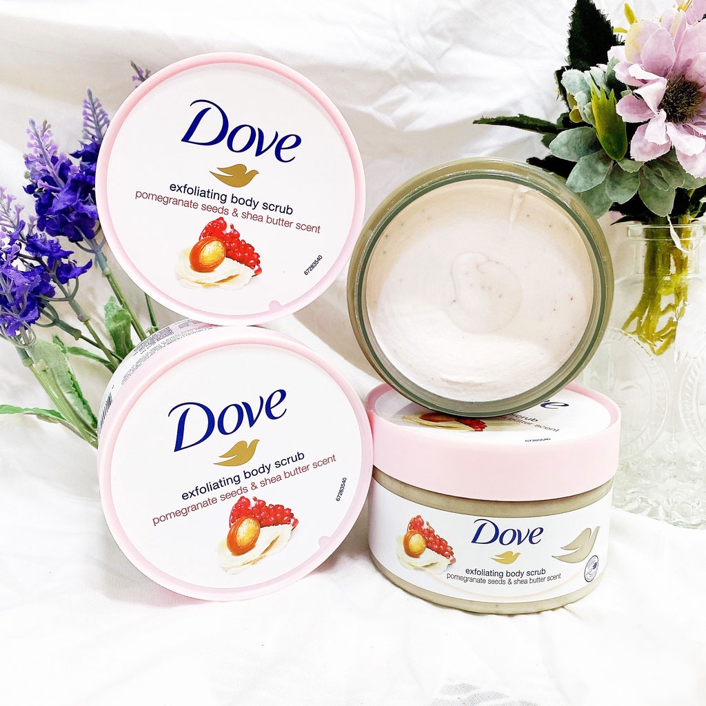Tẩy Da Chết Dove Exfoliating Body Scrub Lựu và bơ hạt mỡ