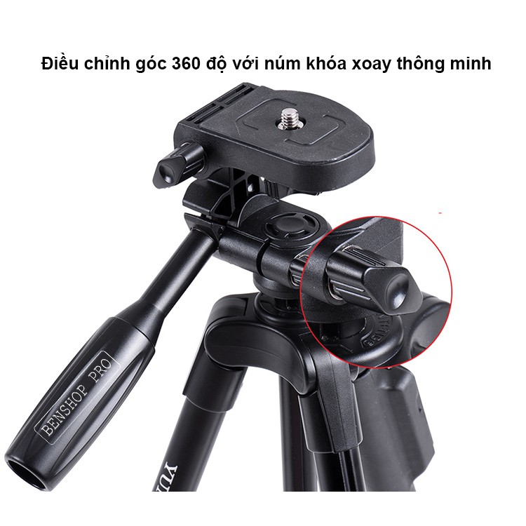 Chân chụp ảnh chuyên nghiệp Tripod VCT-5208 kèm Remote chụp cho điện thoại