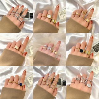 Nhẫn Thời Trang Màu Vàng Kim/Bạc Nhiều Kiểu Dáng Retro Phong Cách Hàn Quốc Cho Nam Và Nữ