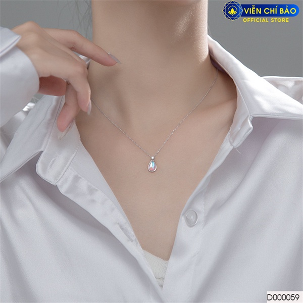 Vòng cổ bạc nữ giọt nước Moonstone chất liệu bạc 925 thời trang phụ kiện trang sức nữ Viễn Chí Bảo D000059