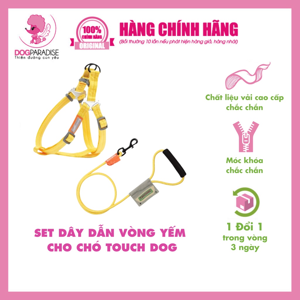 Set dây dẫn vòng yếm đi dạo cho chó Touchdog chất liệu vải cao cấp chắc chắn - Dog Paradise