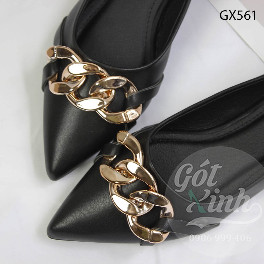 Giày bệt nữ mũi nhọn khóa xích