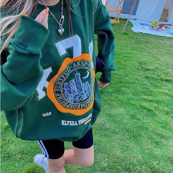 Áo Nỉ Sweater Nam Nữ Áo Nỉ Cổ Tròn K7Y Tay Bồng Xanh Lá Freesize Unisex Phom Rộng | BigBuy360 - bigbuy360.vn