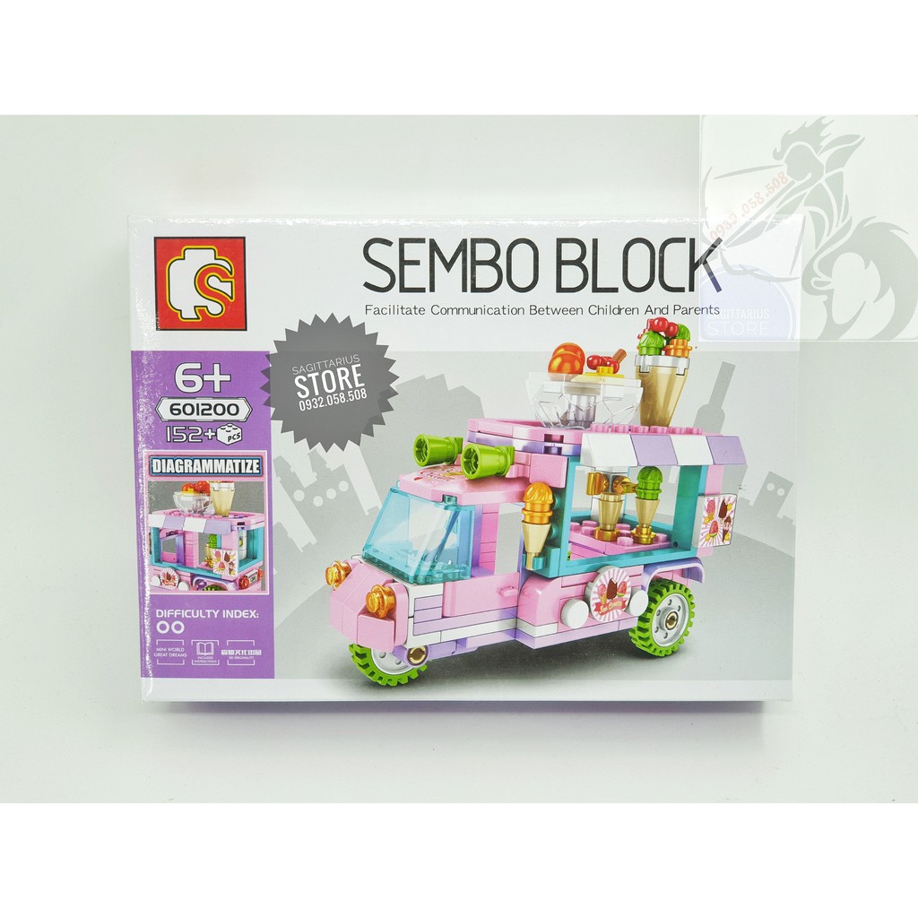 Combo 4 Hộp Lego Sembo Block 601200 ~ 301203 Lắp Ráp Cửa Hàng Lưu Động ( 542 Mảnh )- Hàng có sẵn