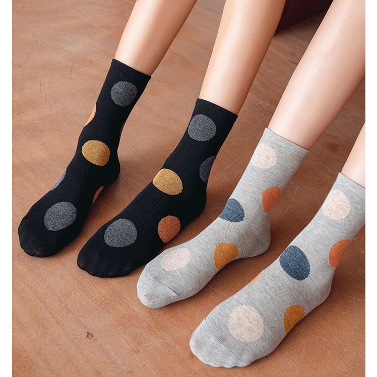 Đôi vớ WAFNHA WAFNHA D254 thời trang nữ cổ trung họa tiết chấm bi dễ phối đồ