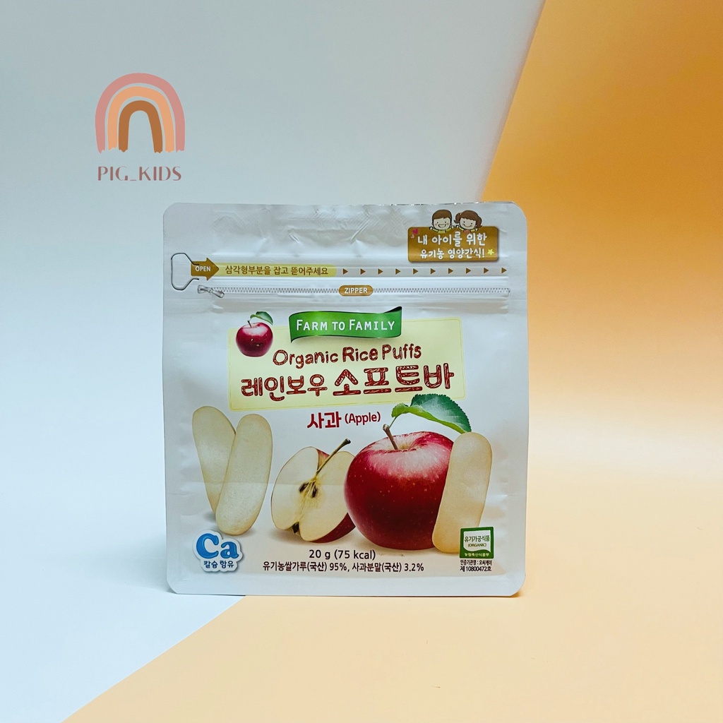 Bánh Gạo Thanh Ăn Dặm Hữu Cơ Bổ Sung Canxi Hãng Farm To Family 20gr