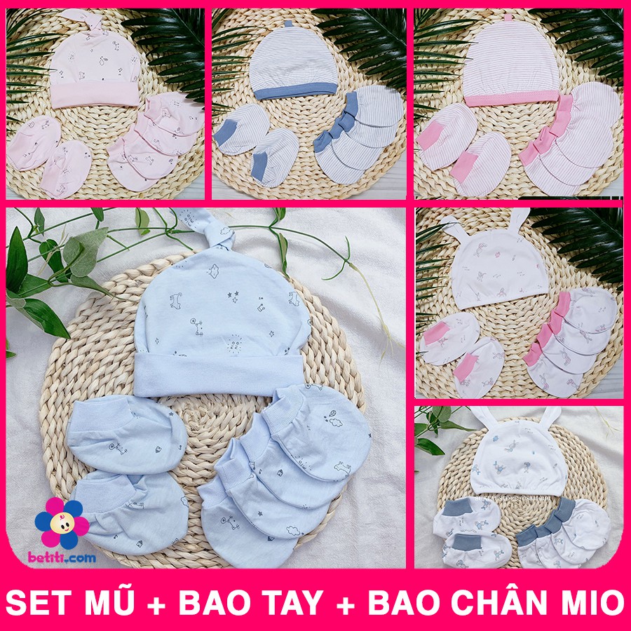 Set Mũ, Bao Tay, Bao Chân MioMio - Đầy Đủ Mũ, Bao Tay, Chân Mio Cho Bé