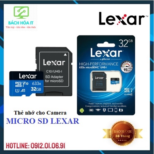 Thẻ nhớ MicroSD Lexar 32G/64G/128G/256G, hàng chính hãng, bảo hành 36 tháng