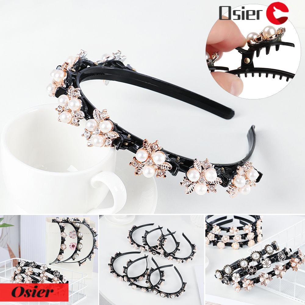 Kẹp Tóc Đính Đá Ngọc Trai Giả Hai Lớp Thời Trang 1 Cái