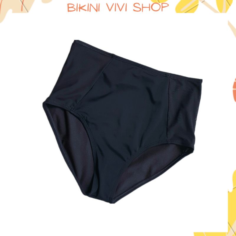 Quần bơi nữ, bikini lẻ cạp cao phối lưới màu đen
