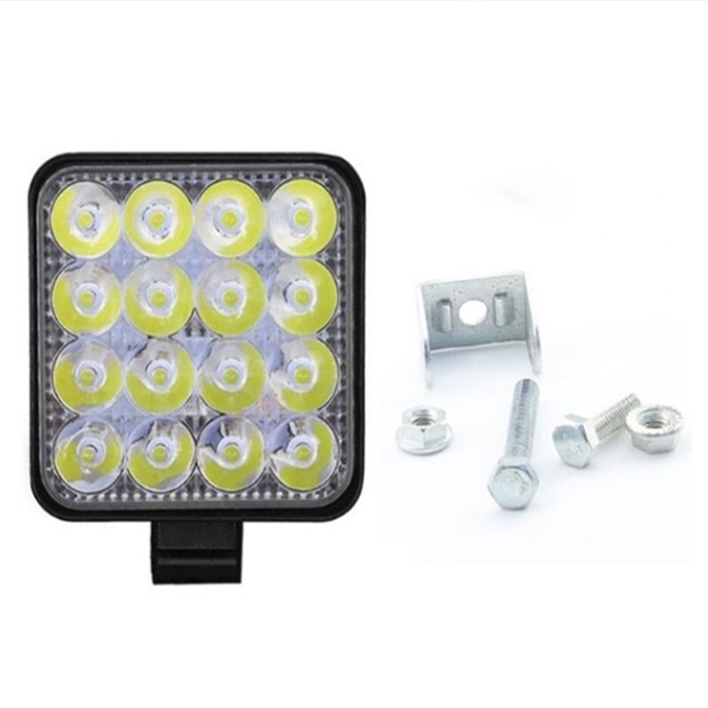 Đèn Pha Phụ Hình Vuông 16SMD 48W Ánh Sáng Trắng, Hỗ Trợ Chiếu Sáng Cho Xe Ô Tô Tải