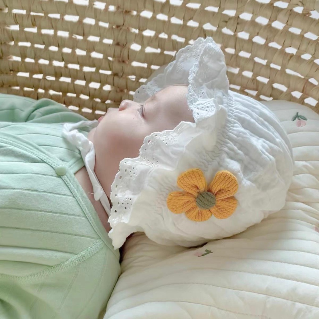 Mũ bèo babydoll cho bé đính hoa dễ thương (ảnh thật )
