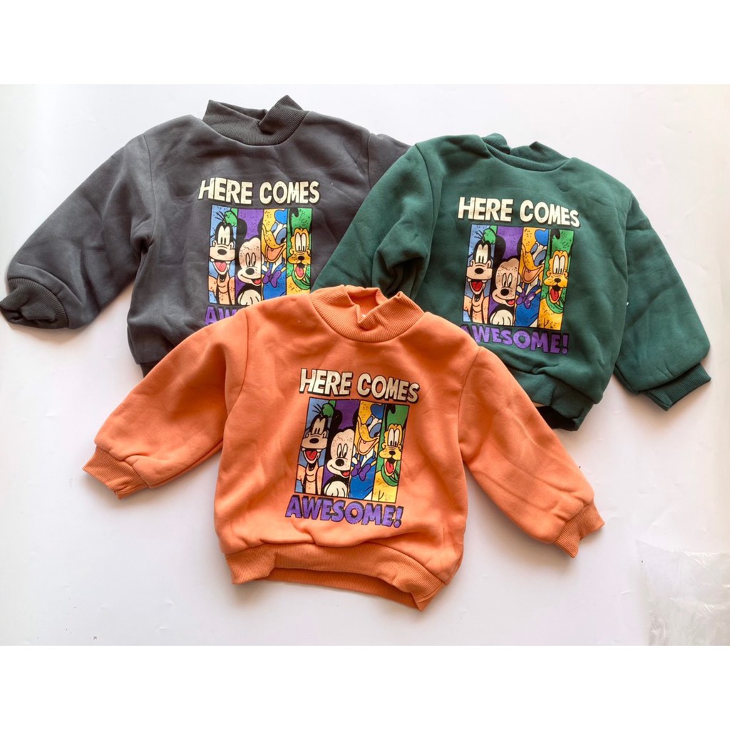 Áo Nỉ Bông Dày Ấm Mặc Mùa Đông Size 90-130(1-5 tuổi)