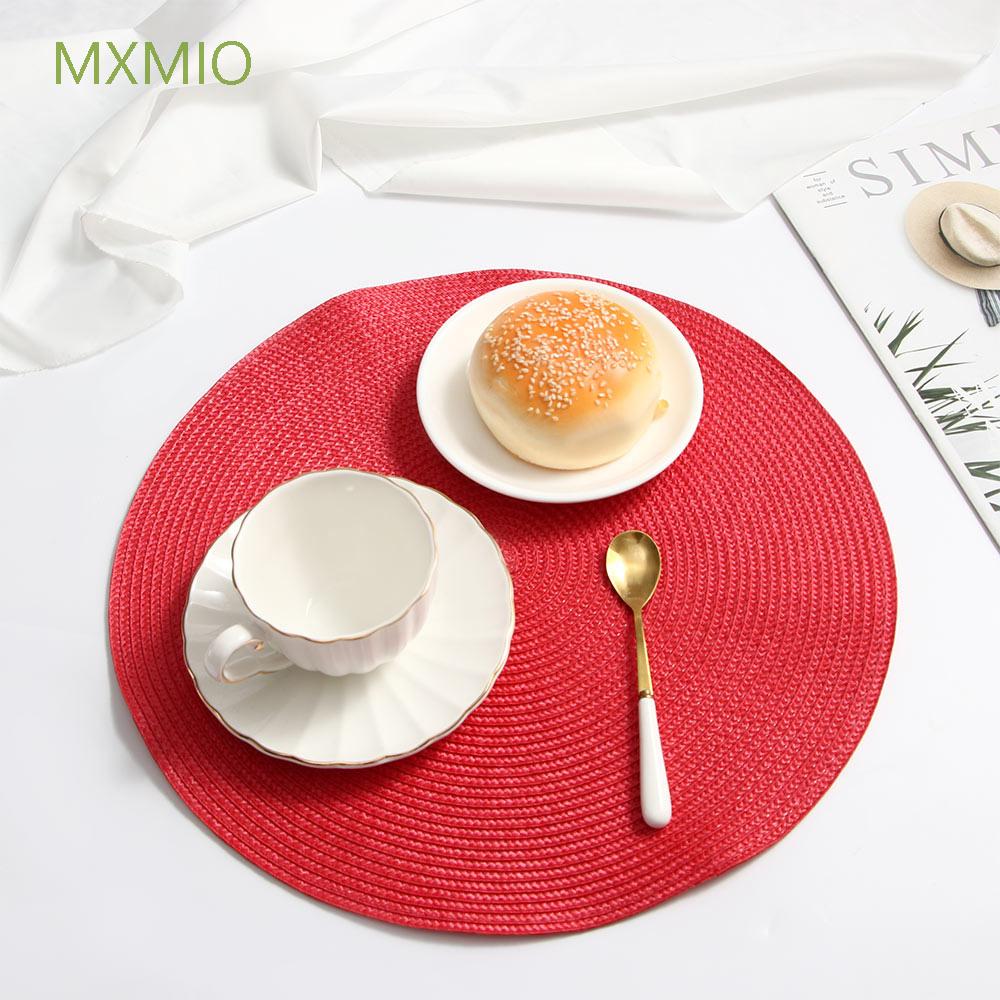 MXMIO 4 Pcs/set Placemat Handmade Coaster Table Mat Tableware Teapot Eco-friendly Round Durable Weave Tea Cup Pad/Multicolor