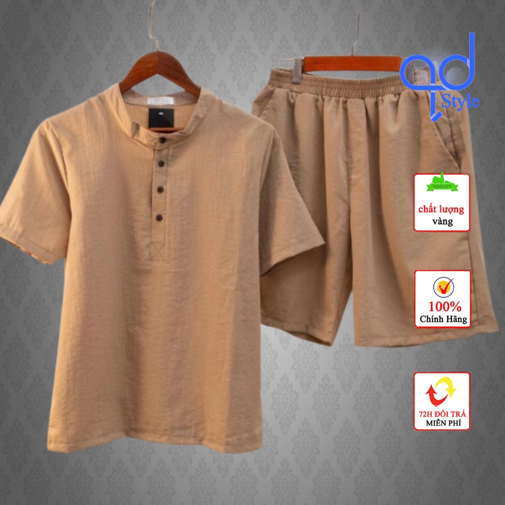Bộ đũi nam Cao Cấp QD Style chất vải Co Dãn Cổ Tàu Mát Mẻ