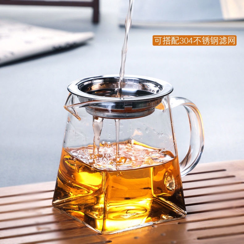Bộ Cốc Thủy Tinh Dày Cách Nhiệt Chia Ngăn Trà Dung Tích Lớn IWYQ