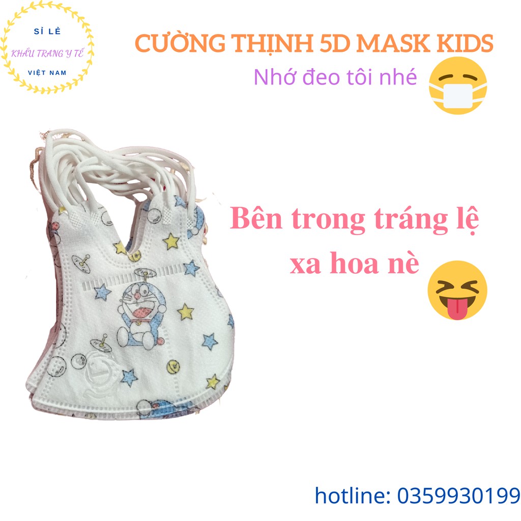 [CƯỜNG THỊNH] Khẩu Trang Y Tế Cao Cấp Trẻ Em 5D MASK KIDS Hộp 10 Chiếc, Xanh, Trắng, Hồng