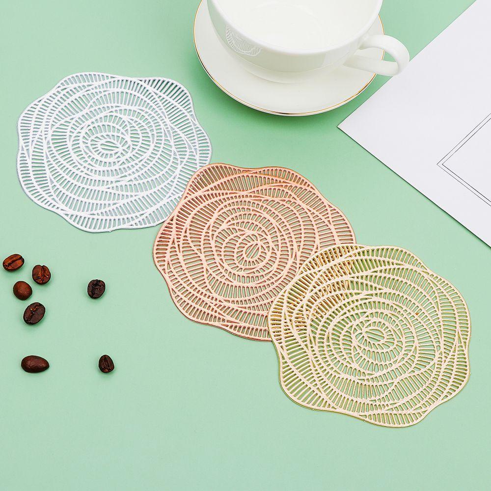 Tấm Lót Bàn Ăn Bằng PVC Mạ Đồng Hình Hoa Hồng Độc Đáo Trang Trí Bàn Cà Phê / Ngày Valentine