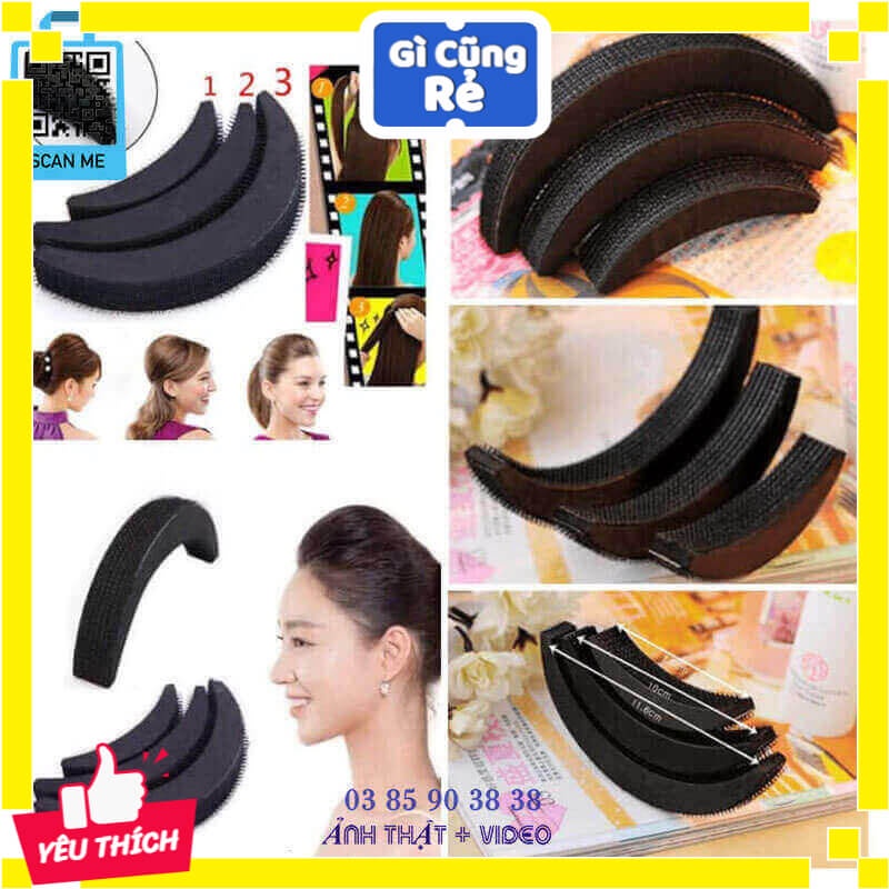 Phụ kiện tóc nữ, bộ dụng cụ làm phồng tóc mái 3 món hình bán nguyệt cao cấp sang chảnh - Vợ Chồng Tôi