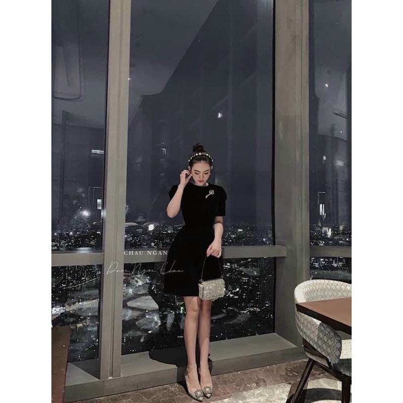 ĐẦM NHUNG THÊU TAY BÚP