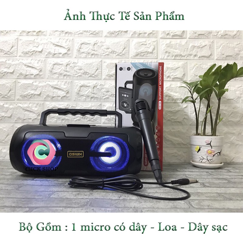 Loa karaoke kimiso S6 có đèn led chạy bluetooth thẻ nhowsTF cổng USB đài FM - Loa Kimiso s6 tặng 1 mic có dây