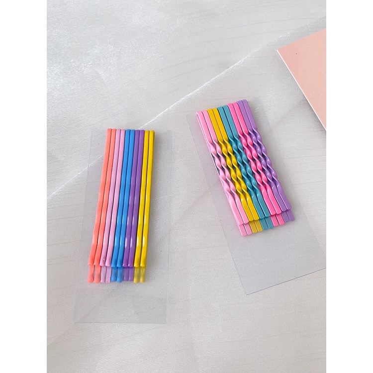 Set 10 Cái Kẹp Tóc Màu Sắc Đơn Giản Phong Cách Hàn Quốc Kẹp Gợn Sóng Màu Kẹo Phụ Kiện Tóc Nữ