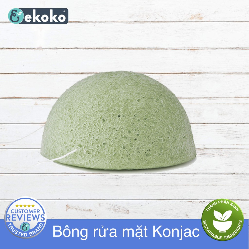 Bông rửa mặt tự nhiên Trà Xanh Konjac sponge ekoko