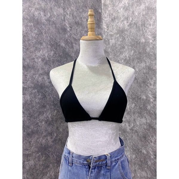 Áo croptop tay dài kèm bra hai dây QUINCLOTHES,áo kiểu nữ sang chảnh