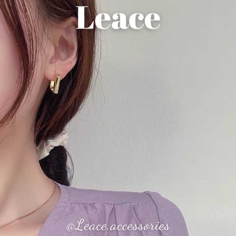 Bông tai khuyên tai thiết kế vuông đơn giản phong cách Hàn Quốc ER031 Leace.accessories