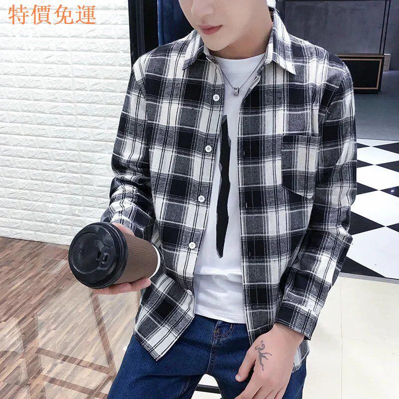 Áo khoác sơ mi kẻ sọc ca rô dáng rộng thời trang xuân thu cho nam giới | BigBuy360 - bigbuy360.vn