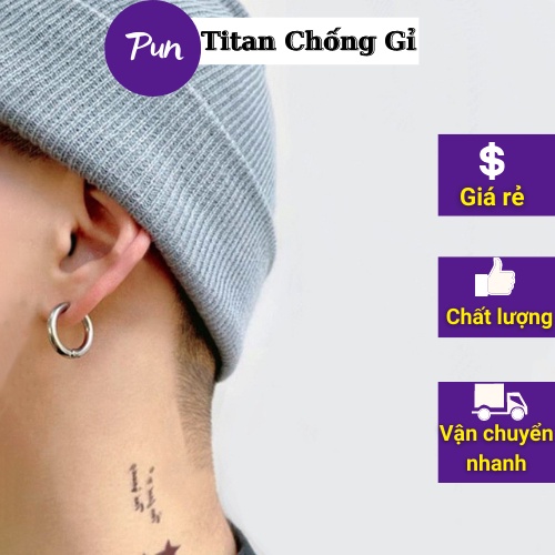 Bông Tai Không Cần Bấm Lỗ, Khuyên Kẹp Vành Tai -Khuyên Tai Nam Nữ Basic Punstore Bạc Đen Đẹp - HT Tròn Kẹp