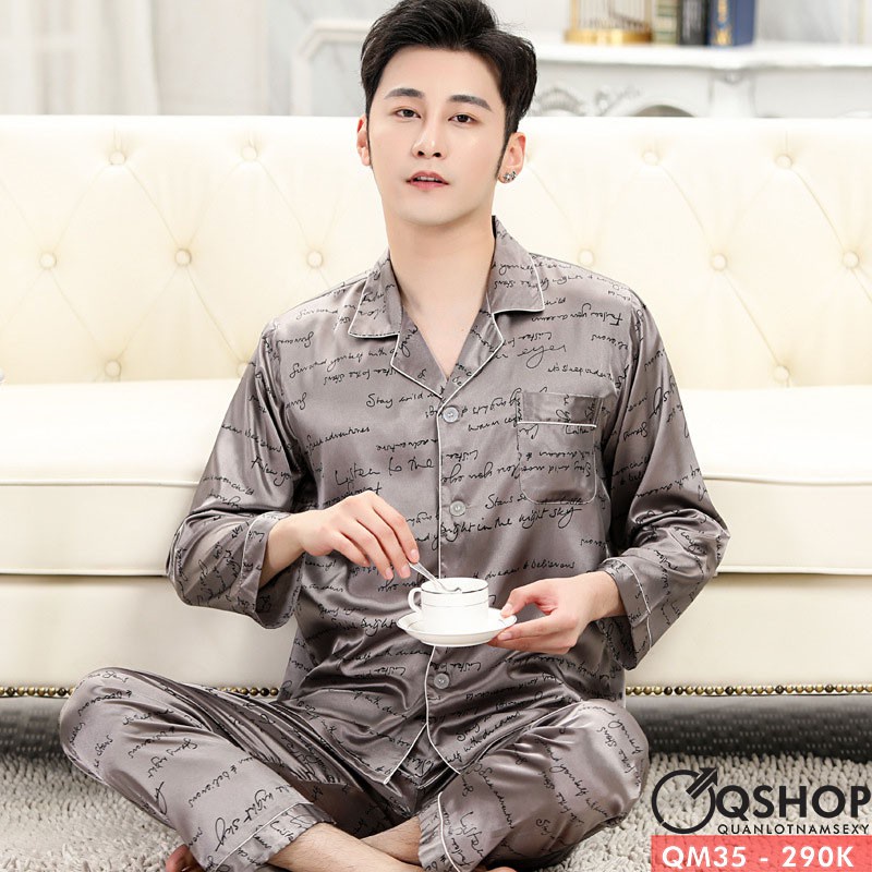 ĐỒ NGỦ PIJAMA NAM CAO CẤP LỤA SATIN MỀM MỊN QSHOP QM35 - Hàng nhập khẩu