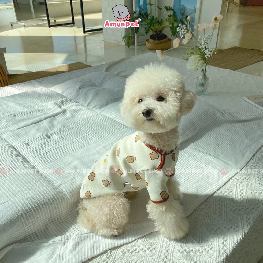 Áo Thun Cho Chó Mèo Hoạ Tiết Bánh Mì Dễ Thương Phong Cách Hàn Quốc Chất Mềm Mại Thời Trang Quần Áo Thú Cưng Amun Pet