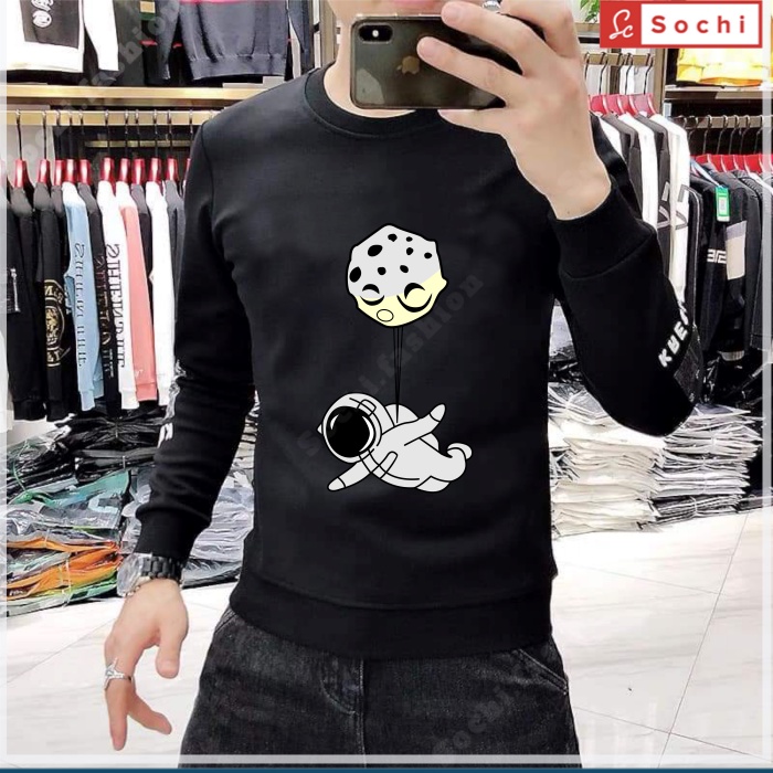 Áo nỉ nam cực hot , áo nam sweater cổ tròn lịch lãm mềm mịn in NASA Bay mã SW900
