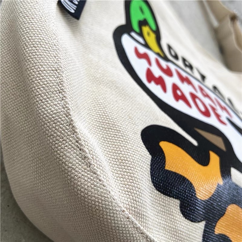 Túi tote canvas Unisex vịt humanmade 9ty có ngăn khóa kéo bên trong phong cách cá tính đường phố trẻ trung