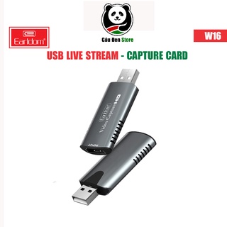 Bộ HDMI to USB Video Capture Earldom W16 - Hỗ Trợ Live Stream, Ghi Hình Từ Điện Thoại, Camera, PS4, XBOX