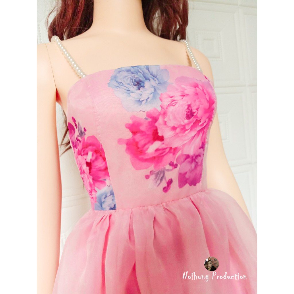Váy đầm công chúa organza hoa maxi dáng xòe cúp ngực 2 dây bánh bèo đi tiệc sexy hotgirl teen trẻ trung s m