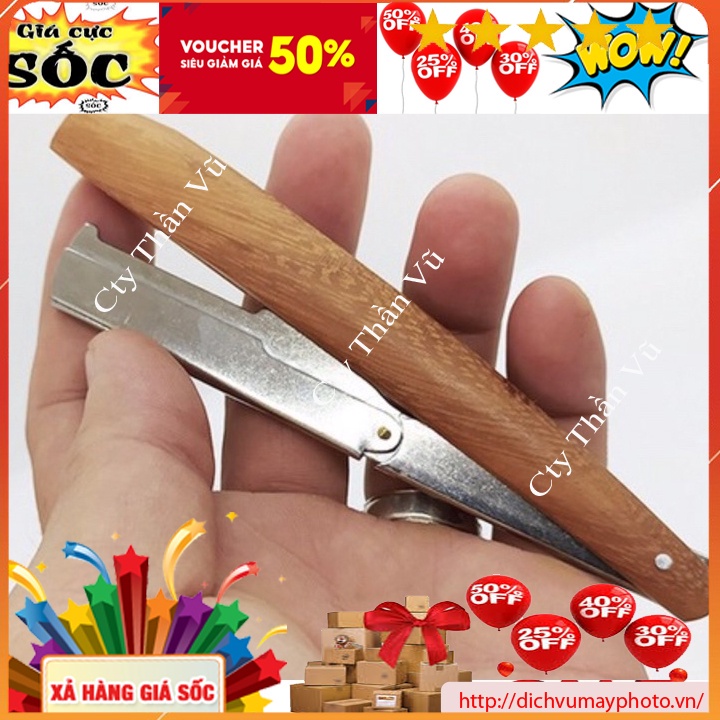 Dao cạo lông mặt cán bằng gỗ dễ cầm nhỏ gọn tiện lợi