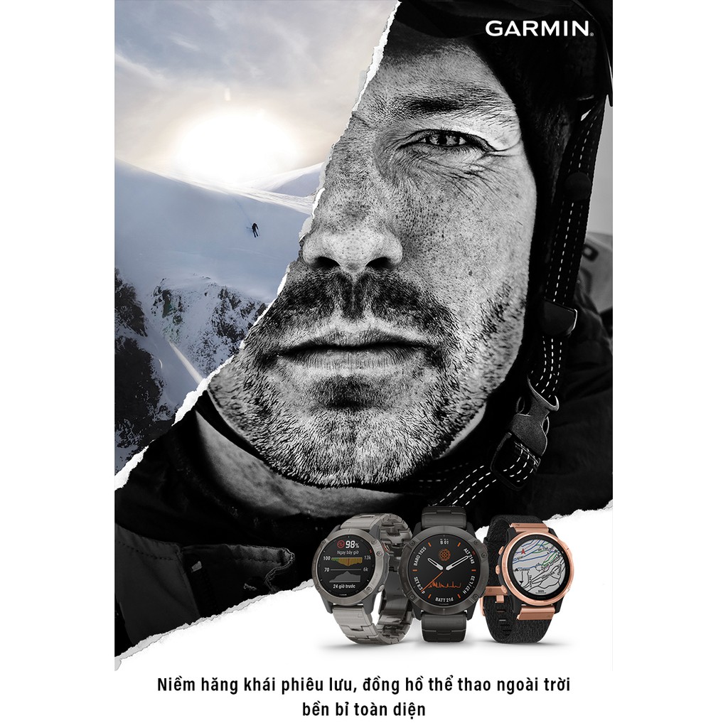 Đồng hồ thông minh Garmin fenix 6 Pro Solar Cobalt Blue w/Whitestone band GPS 010-02410-41