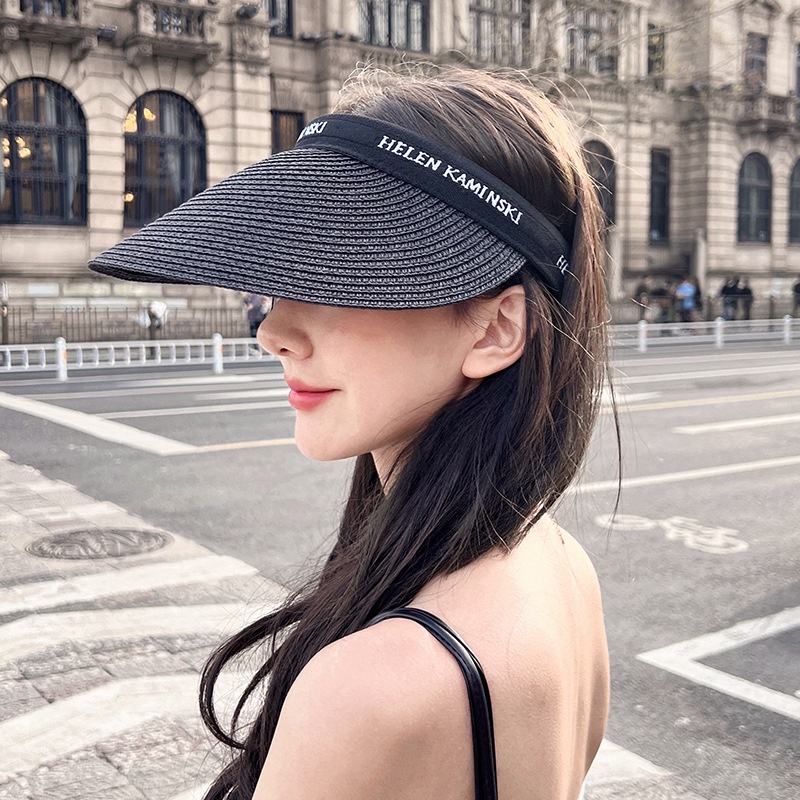 Nón Cói Du Lịch Đi Biển Hở Đầu Vòng Đen Phối Chữ RQN2130